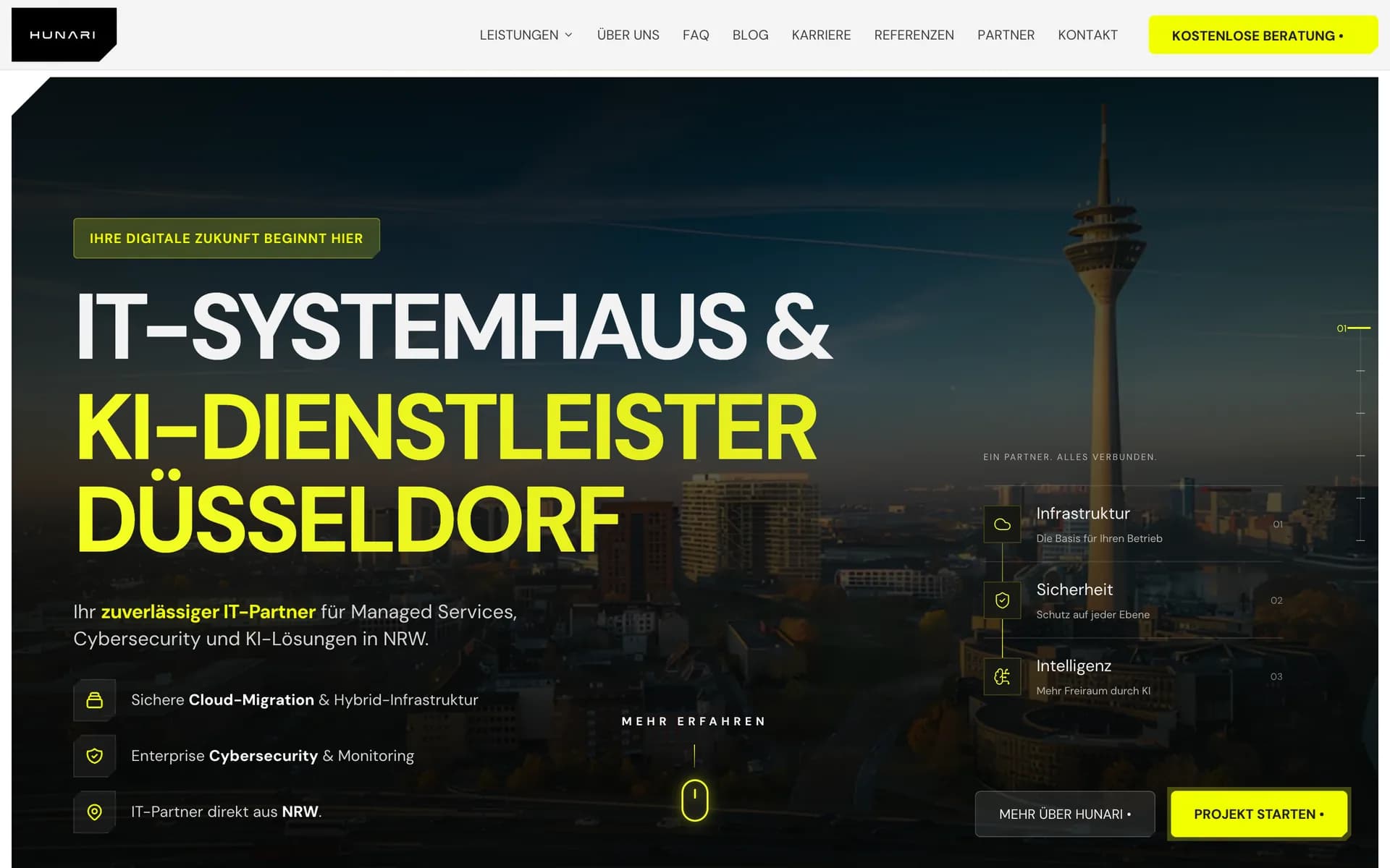 HUNARI – Ansicht der umgesetzten Website